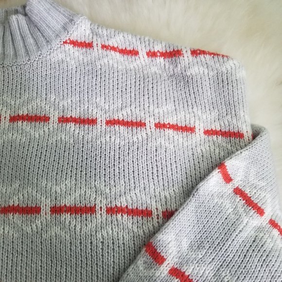 Simons | Abstract pattern oversized knit sweater gray S/P - Picture 2 of 10